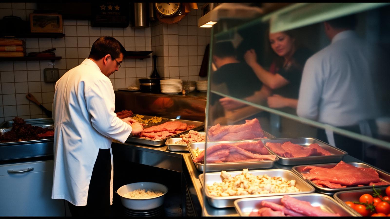 Toonbank met verse producten in een dorpswinkel